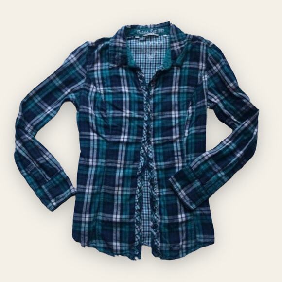 Guess Green Blue Plaid Button Down Shirt - Picture 1 of 8